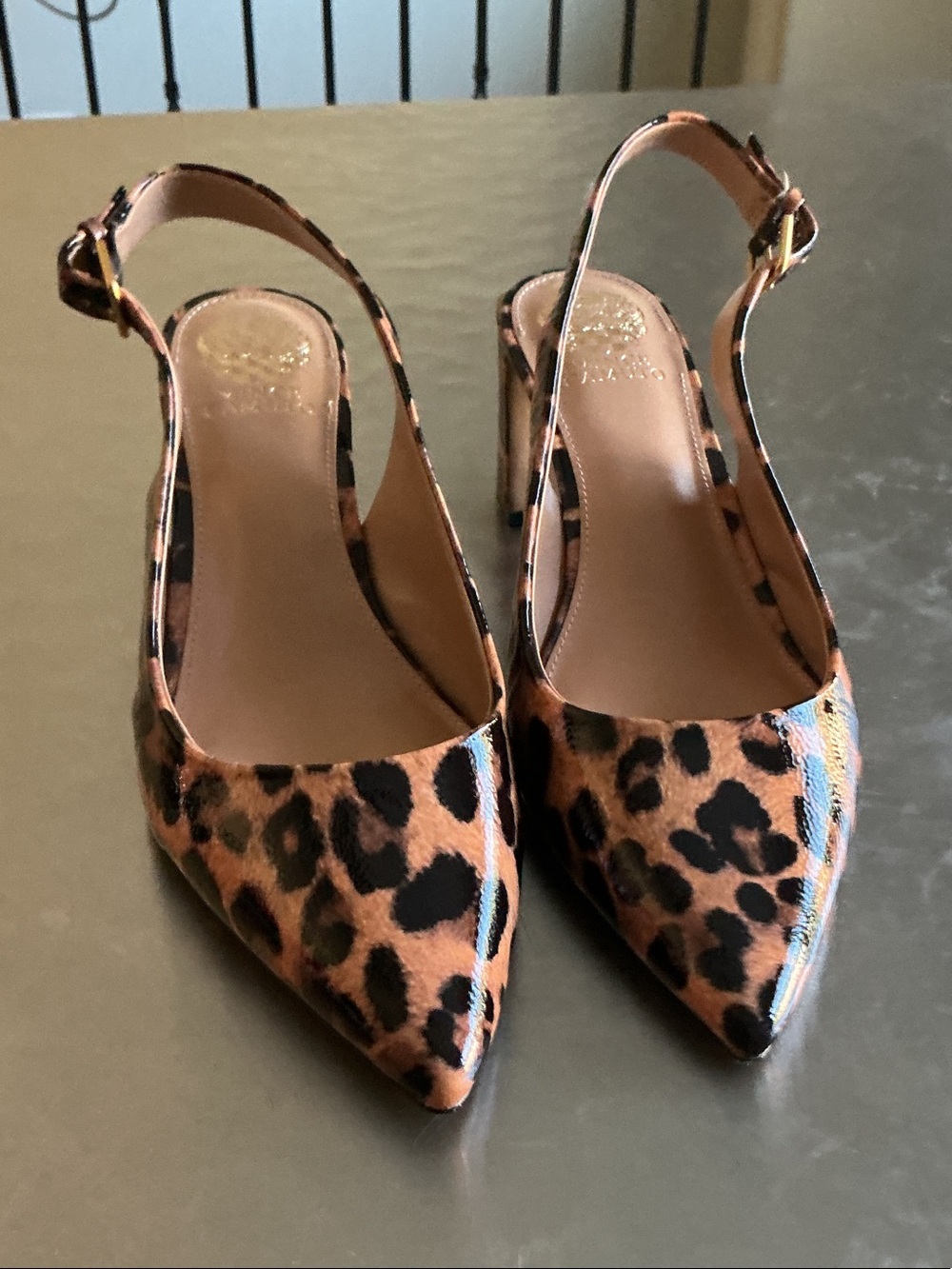 Vince Camuto Leopard Print Slingback Pointed Toe Pumps - Brown & Black